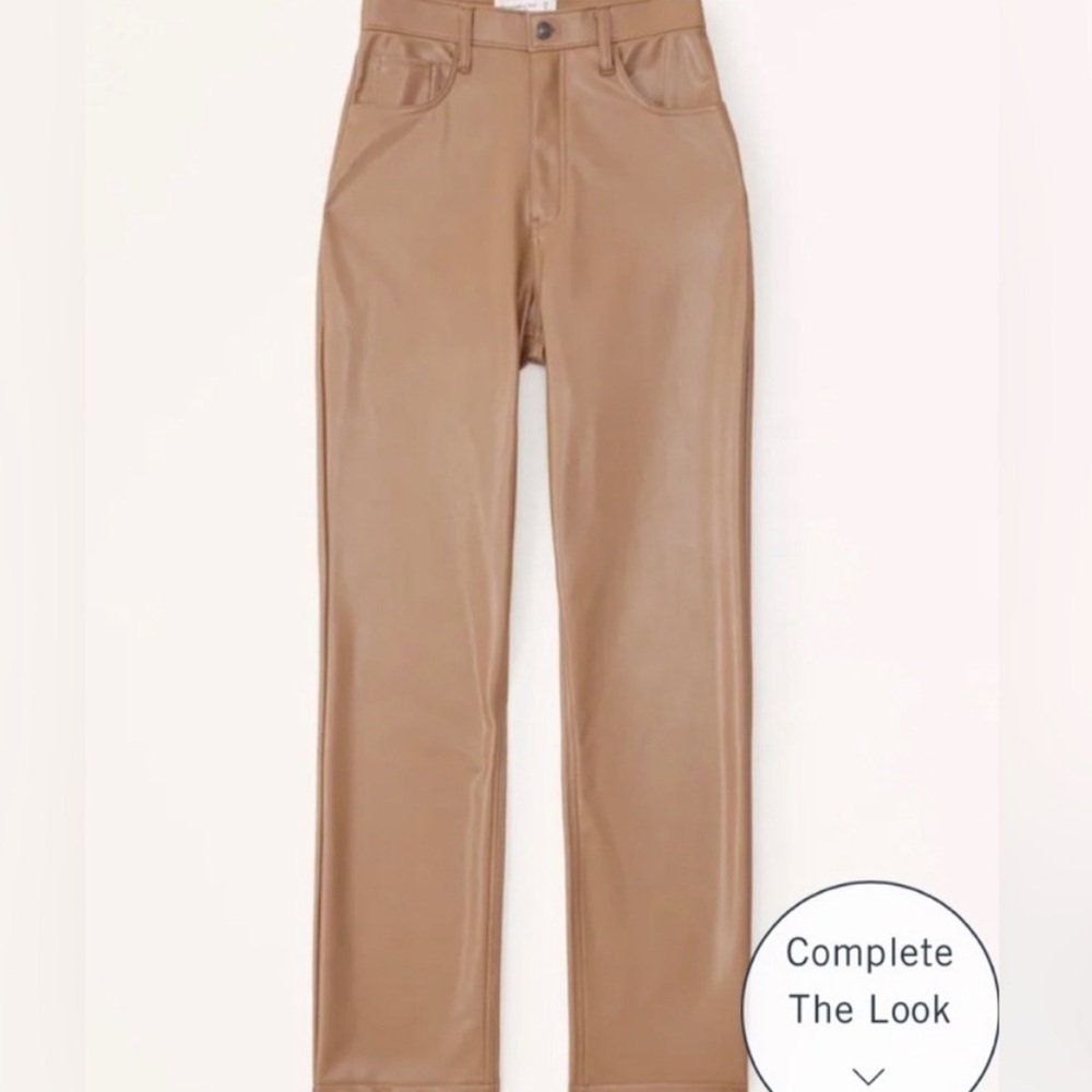 Abercrombie & Fitch vegan leather pants caramel/brown